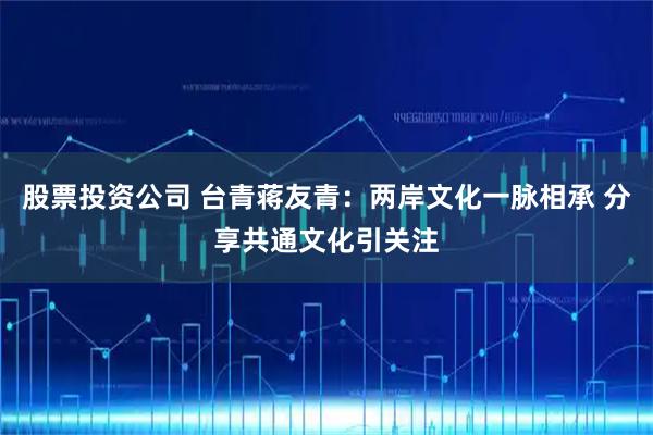 股票投资公司 台青蒋友青:两岸文化一脉相承 分享共通文化引关注